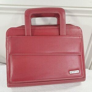 Franklin Covey Red Zip Planner Binder Briefcase Handles 7 ring organizer inserts